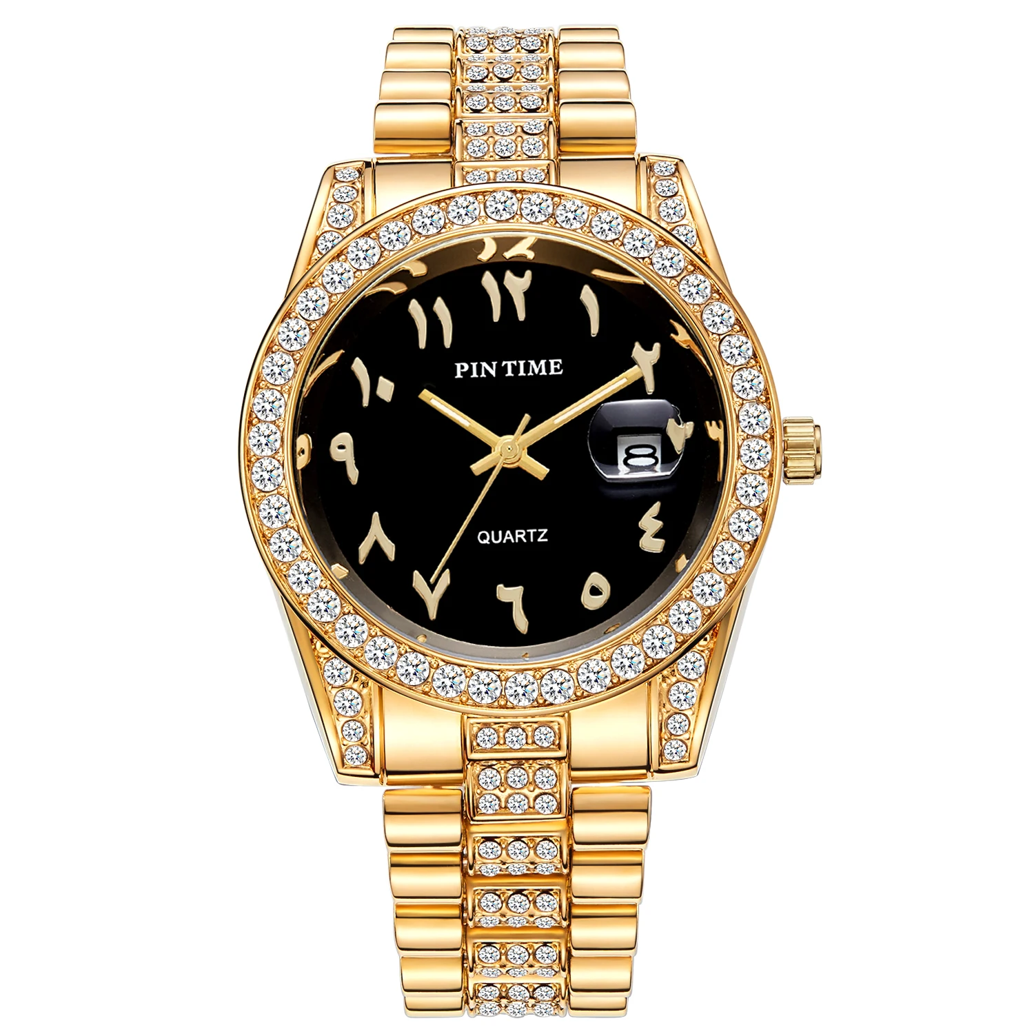 

PINTIME2025 Новые мужские кварцевые часы Модные деловые часы в стиле хип-хоп Водонепроницаемый календарь Светящаяся функция Мужские кварцевые часы