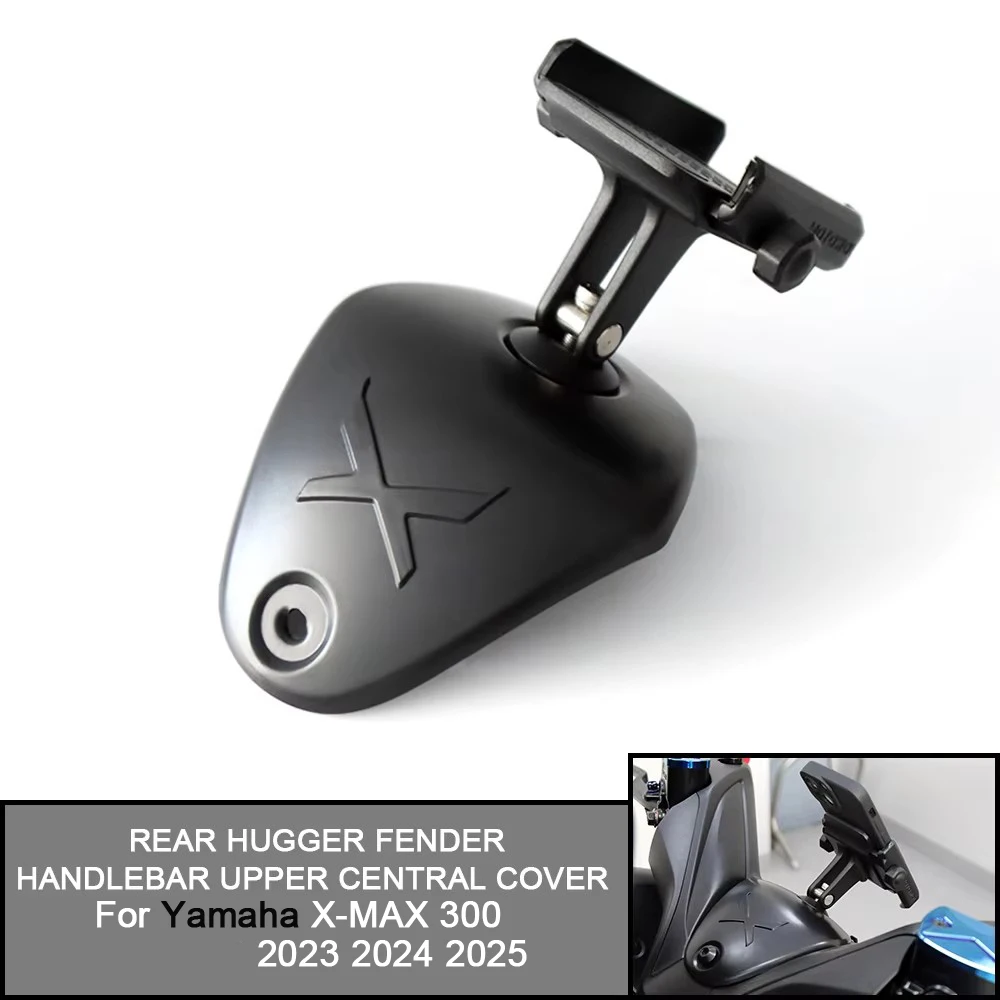 Carbon Fiber Rear Hugger Fender Handlebar Upper Faucet Cover Shell+Phone Holder For Yamaha XMAX300 2017-2025 2024 2023 2022 2018