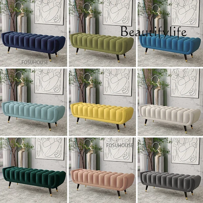Tabouret de lit de chambre à coucher de luxe léger, poufs de Style européen, banc de maison nordique Simple, salon, magasin de vêtements, vestiaire, canapé