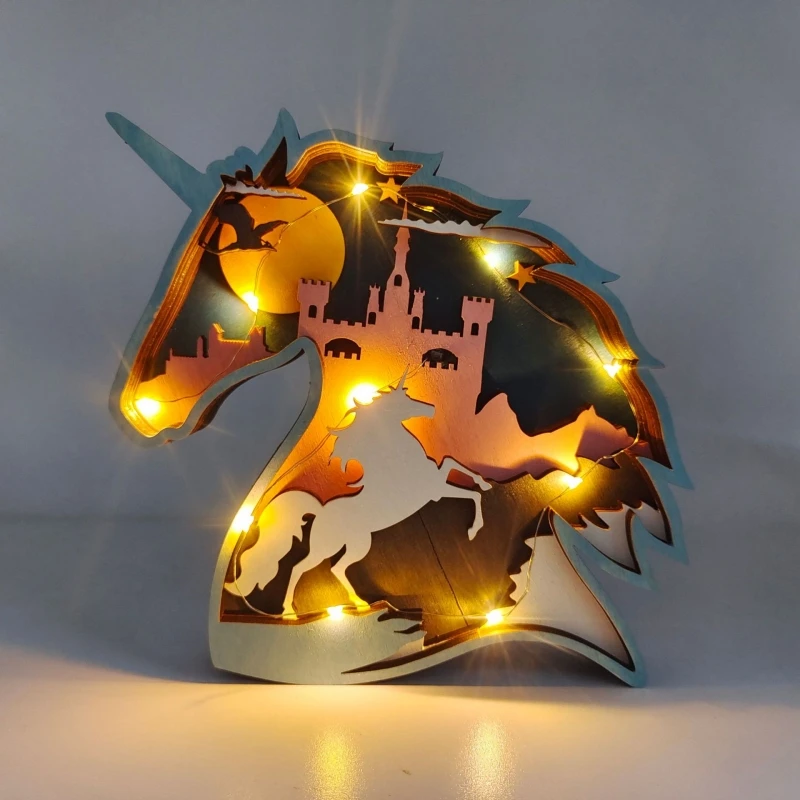 Hollow Animal Home Office Wooden Crafts Creative North American Forest Wolf Totem Elk Brown Bear Ornaments