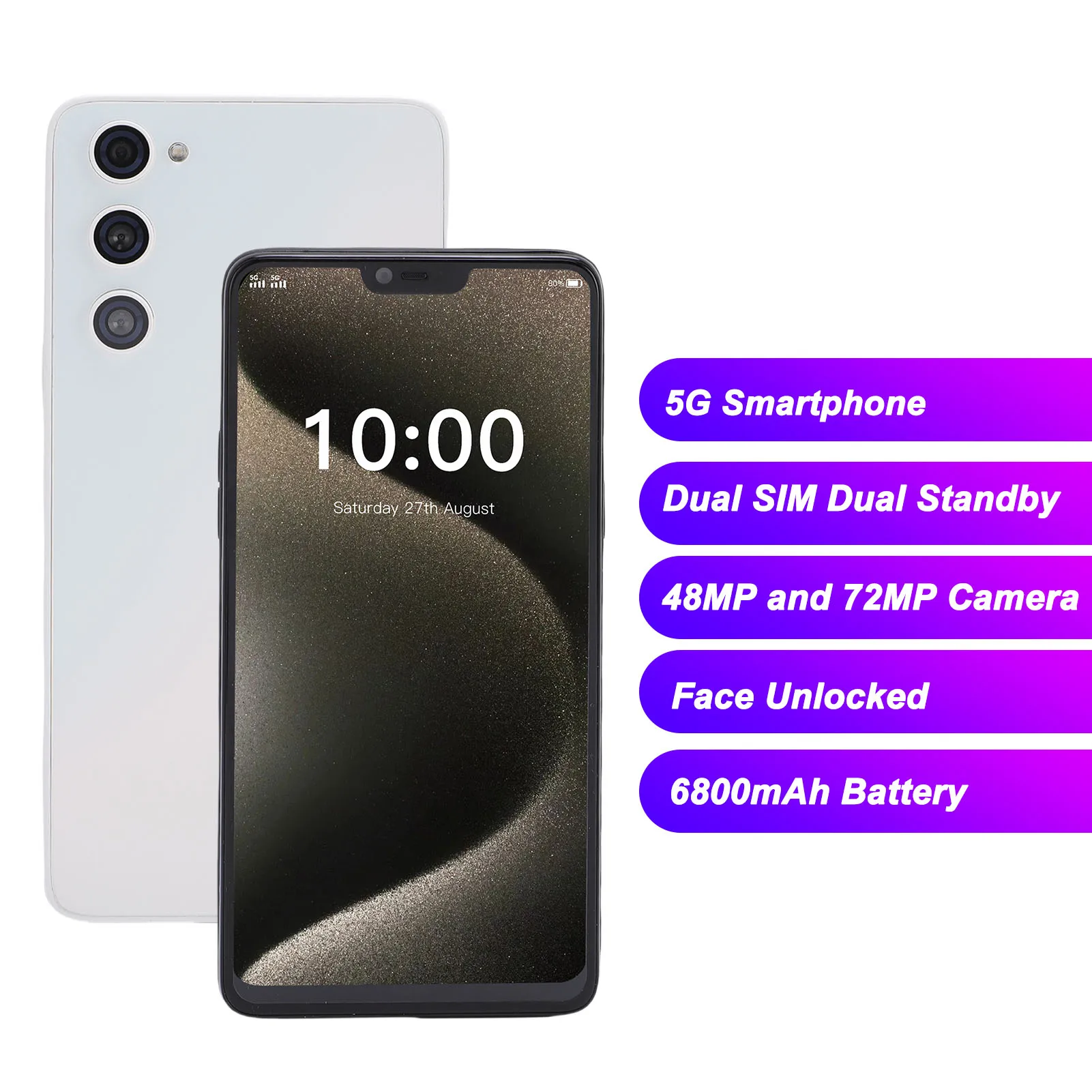 5G Smartphone 6.2 Inch 12GB and 512GB 48MP and 72MP Camera Dual Card Dual Standby Mobile Phone with Pen 6800mAh Battery for Andr