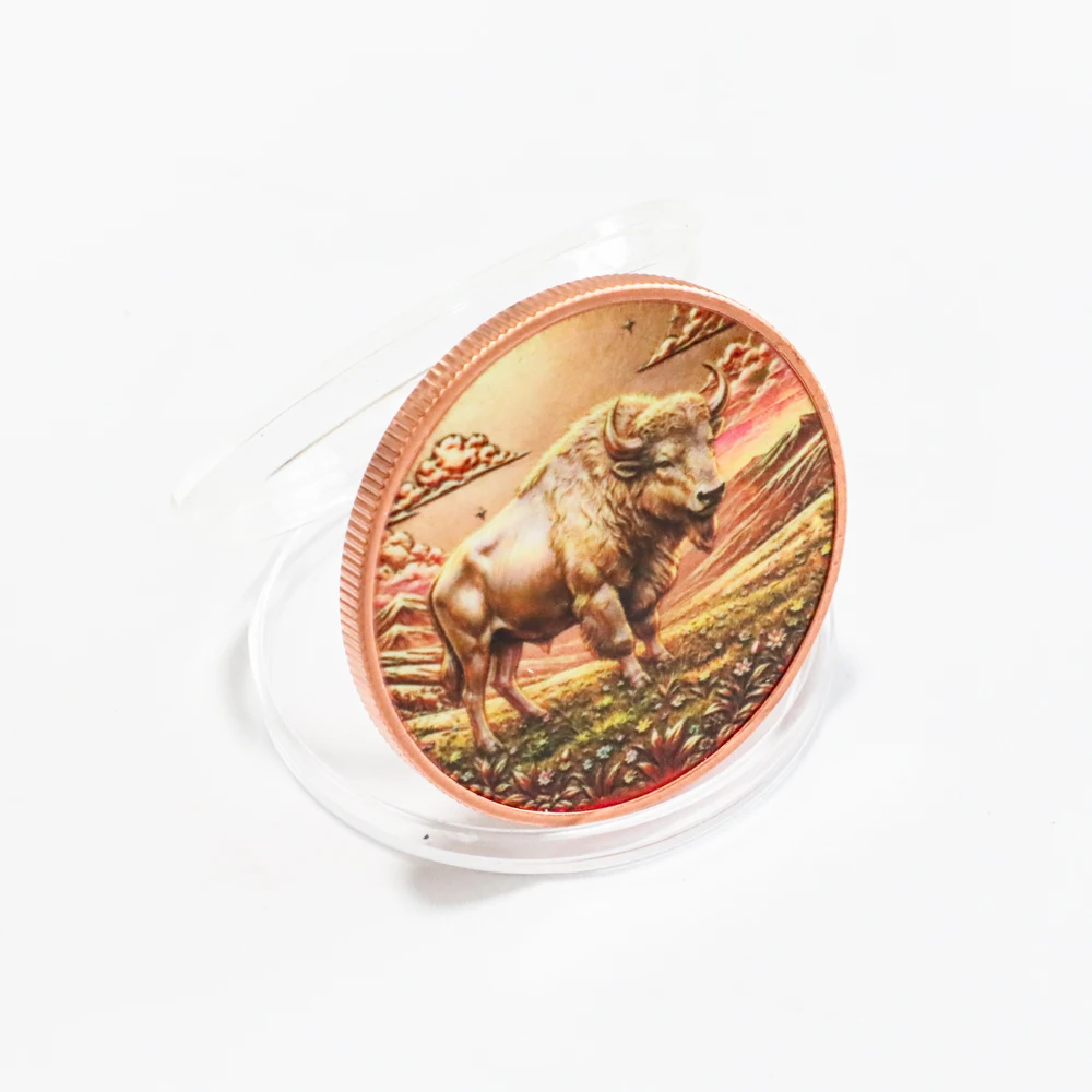 1pc World Wild Animal 1OZ Pure Copper Challenge Coin Kangaroo Eagle Bison Elephant Gorilla Collectible Medal for Animal Lovers
