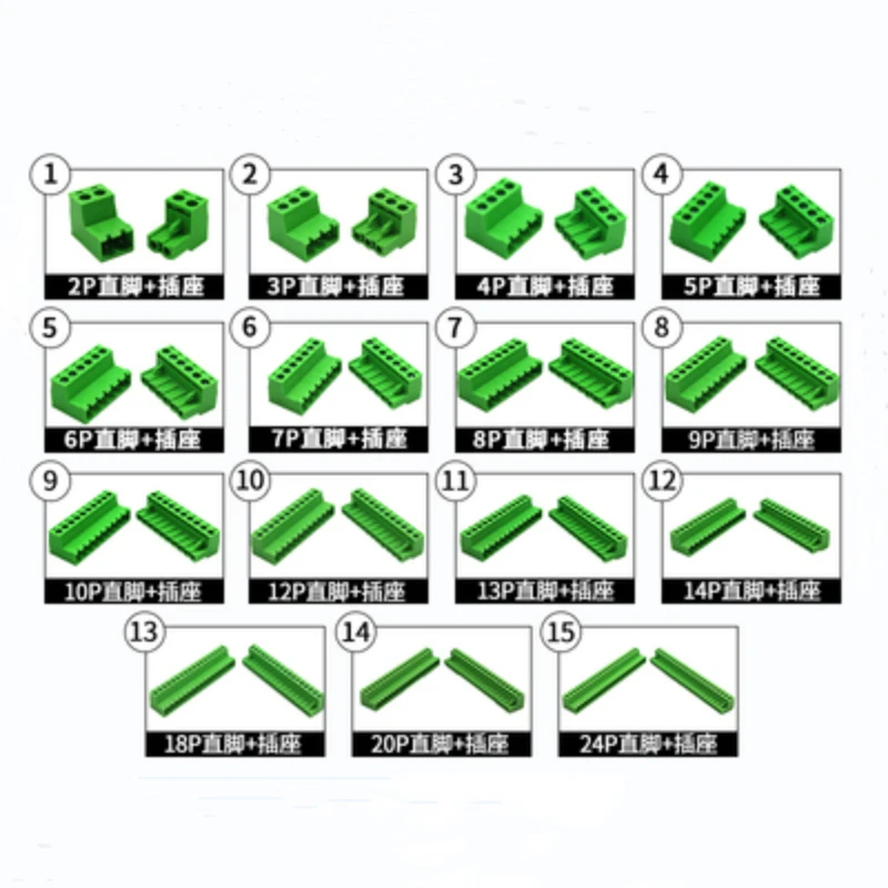 Conector sem solda do bloco de terminais do parafuso, 2EDG 5.08mm, tipo de encaixe do PWB, tipo 2EDG, bloco terminal verde, 1Sets