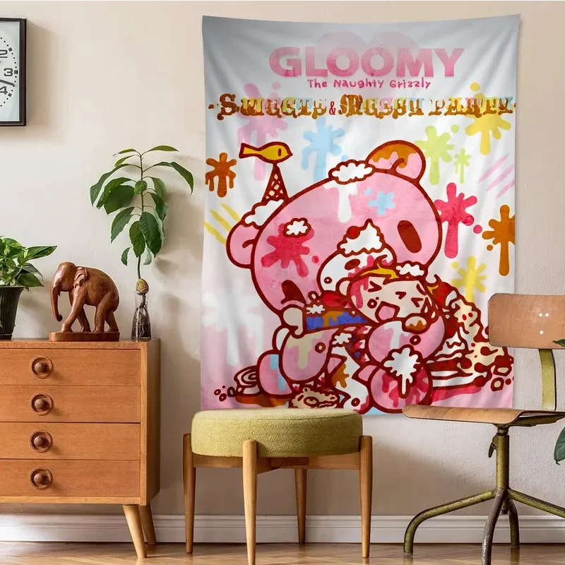 Cartoon g-gloomy bear tapestry art print cheap hippie wall hanging Bohemian tapestry Mandala art home decor