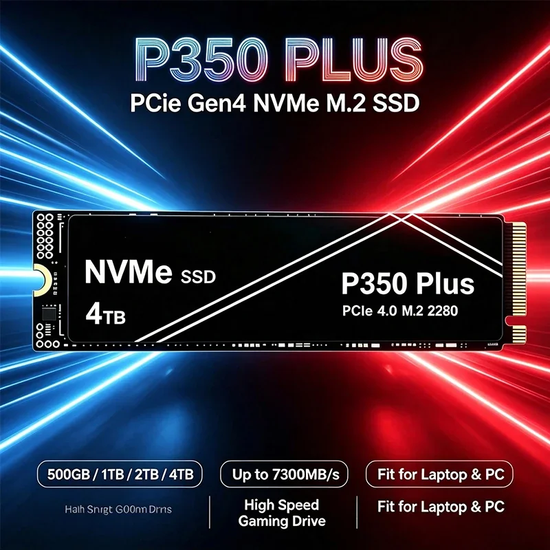 Original New P350 PLUS 1TB 2TB 4TB PCIe Gen4 NVMe M.2 SSD 7300MB/s High-Speed Internal Gaming Drive,Fit Laptop PC,OEM Original