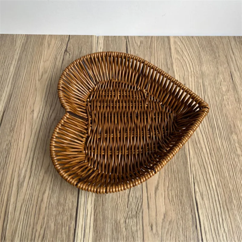 Imitation Rattan Fruit Basket Sundry Storage Basket Hand-Woven Storage Box Home Storage Supplies Tabletop Display Rattan Basket