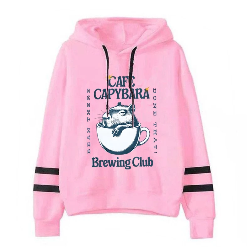 Cafe Capybara Brewing Club Print Cartoon Hoodies Cute Capybara Cafe Fashion Casual Sweatshirt Hoodie Capybara Lover Gift Hoodies