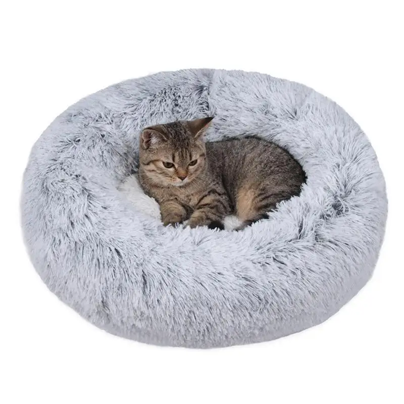 Fluffy Pet Bed Fluffy Donut Dog Bed Adopts Anti Slip Particle Bottom Round Furry Pet Beds With Ultra-soft Texture Giving Pet