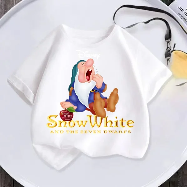 Disney Summer Kids Clothing T-shirt Girls Kids Top New Fashion Snow White cartoon toddler crewneck cool short-sleeved shirt