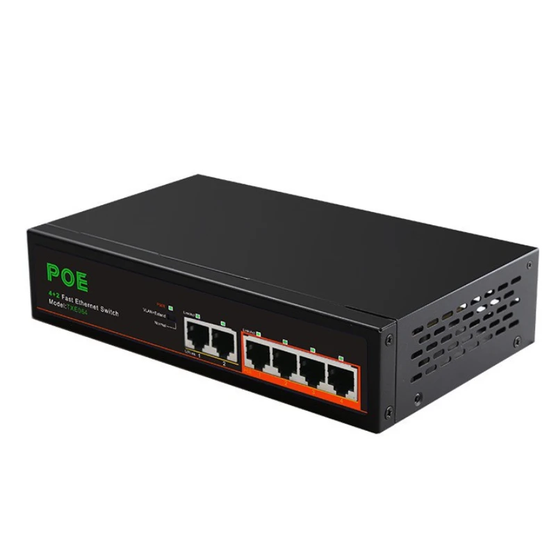 التوصيل والتشغيل لعبة محول الفاصل الإنترنت 100Mbps POE Switch 2 منافذ الإرسال + 4 منافذ 100M إيثرنت الذكية الجلاد RJ45 Hub