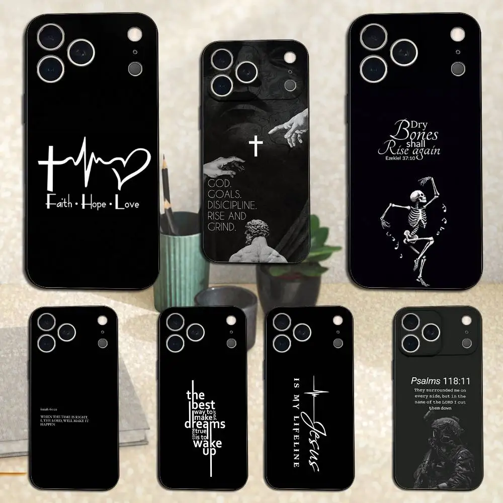 

Verse Christian Jesus Bible Phone For iPhone 13,12,15,14,11,16,17,Plus,Pro Max,XS,X,XR,SE,Mini,8,7,Soft Silicone Black