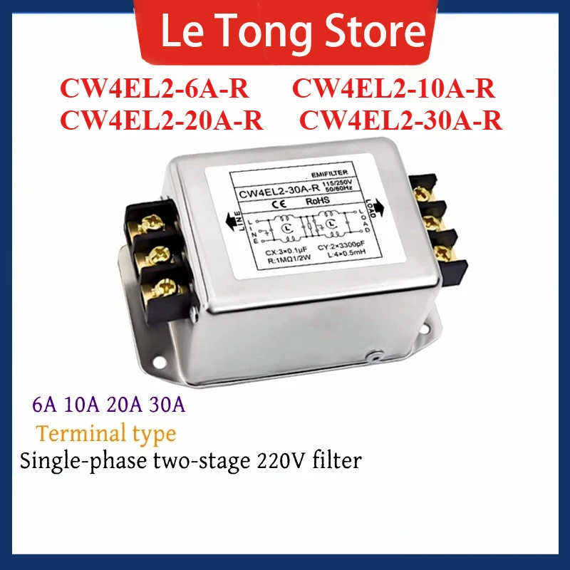 

Power Filter CW4L2-6A/10A/20A/30A-R/RG AC 220V Single Phase Interference Purification CW4L2-30A-R CW4L2-30A-RG
