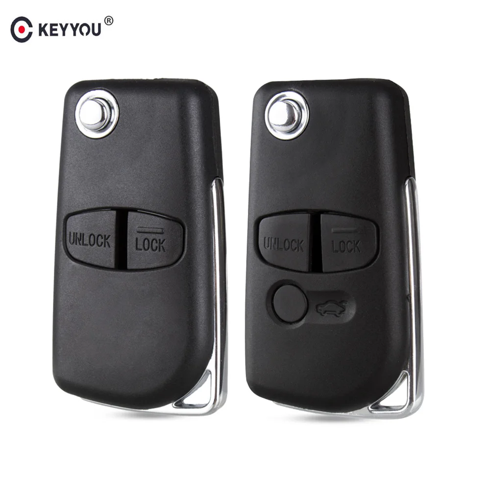 KEYYOU 2/3 Bottoni Modificato A Distanza di Vibrazione Pieghevole Chiave Dell\'automobile Borsette Caso Fob Per Mitsubishi Pajero Sport Outlander