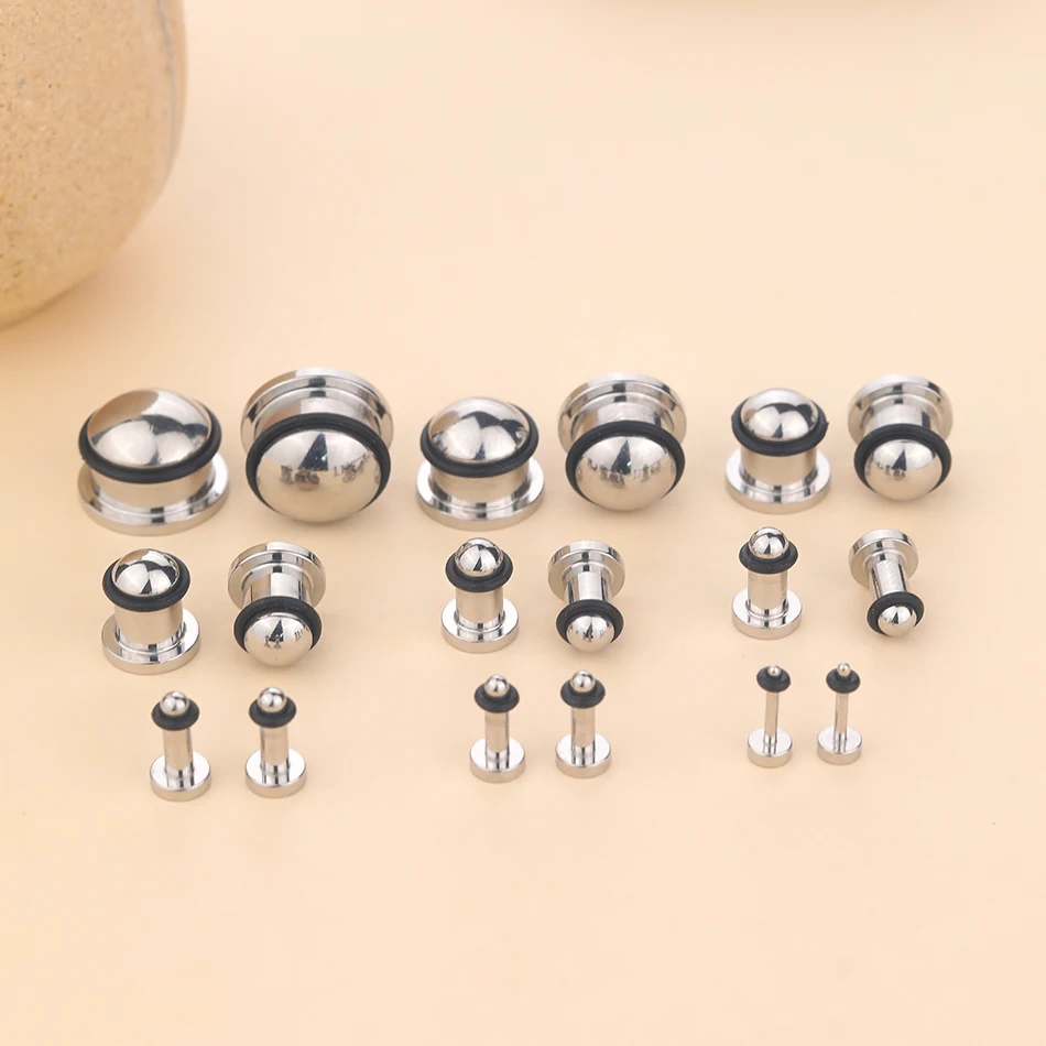 1Pair Stainless Steel Ear Plugs Earlets Ear Expanders Gauges Earrings for Women Men Body Piercing Jewelry 1.6mm-16mm image 4