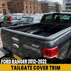 Tailgate Cover For Ford Ranger 2012-2022 T6 T7 T8 Wildtrak Raptor Rail Guard Protector Trim Tailgate Moulding ABS Matte Black
