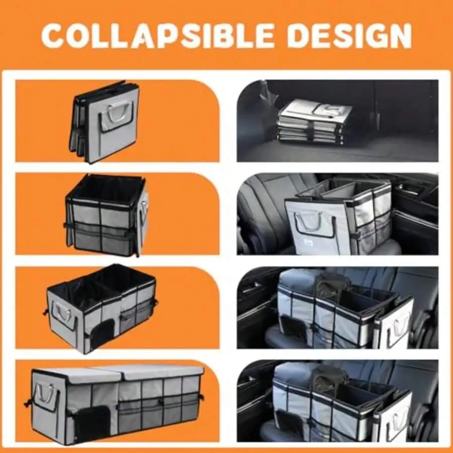 Car Trunk Organizer And Storage With Separate Compartment For 1 Pair Of Shoes Heavy Duty With Lid And Removable Leakproof