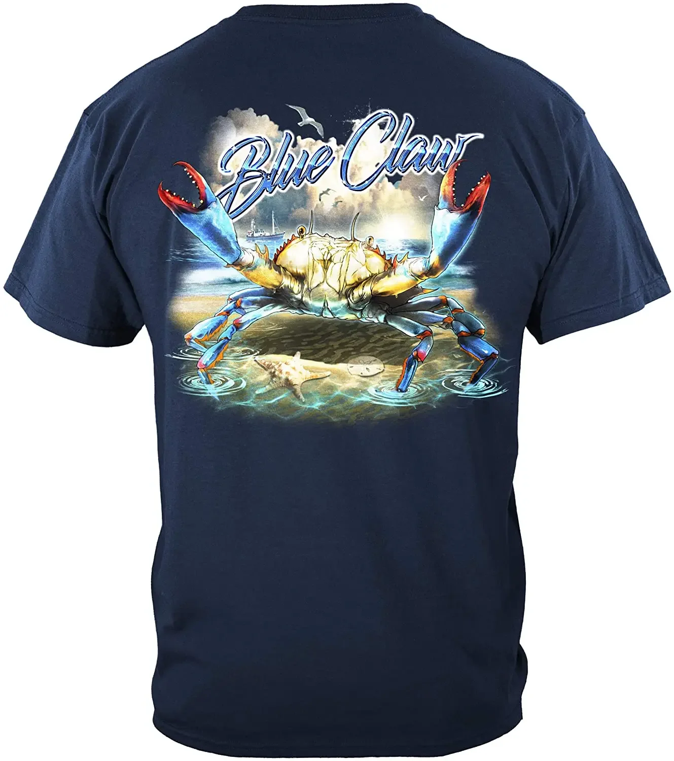 Novel Blue Claw Crab Marine Fisherman Gift T Shirt. High Quality Cotton, Large Sizes, Breathable Top, Loose Casual T-shirt S-3XL