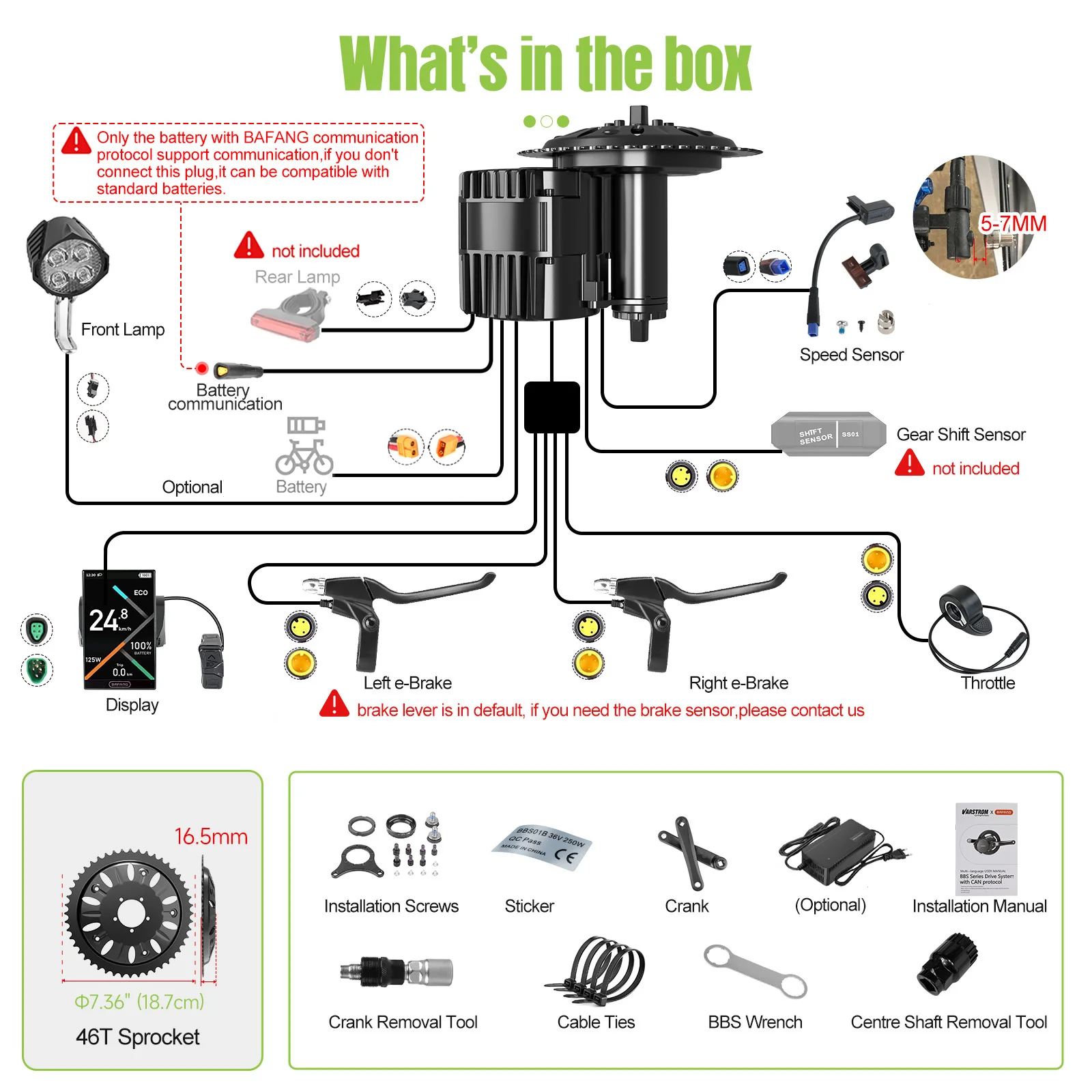 Bafang 48V 52V 1000W CAN Motor BBSHD Ebike Conversion Kit Electric Bicycle Mid Drive Engine BBS03 M615 MM G320.1000.C