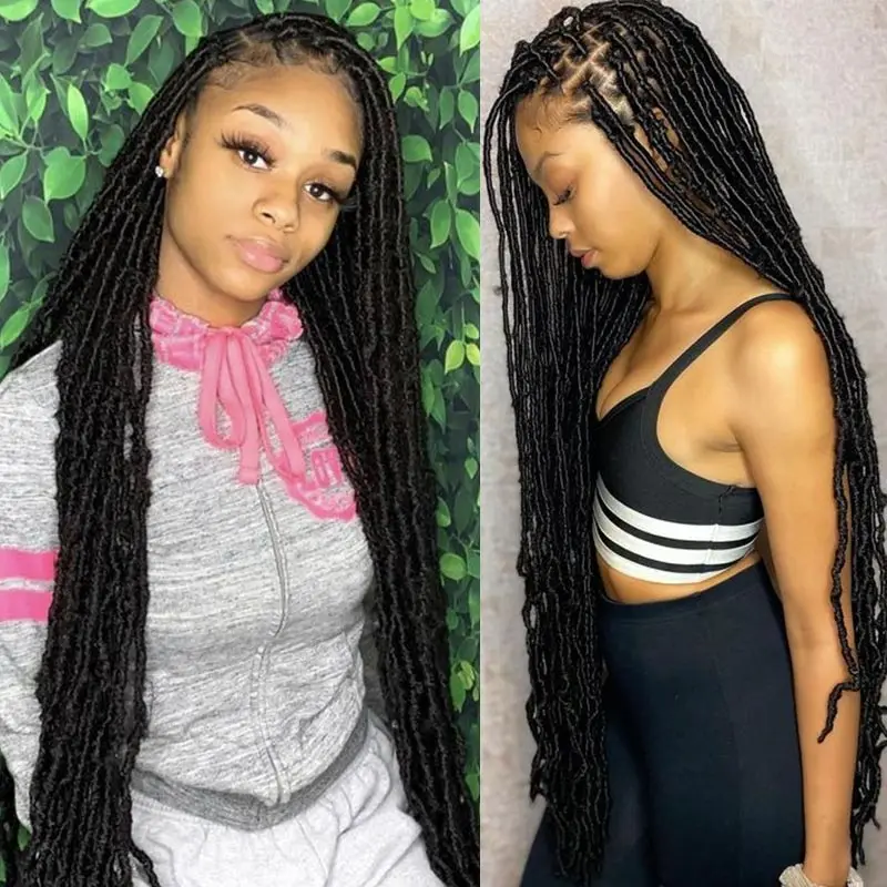 40Inch Super Long Synthetic Full Lace Front Braided Wigs for Women Butterfly Senegalese Twist Braided Wigs Crochet Braiding Wigs