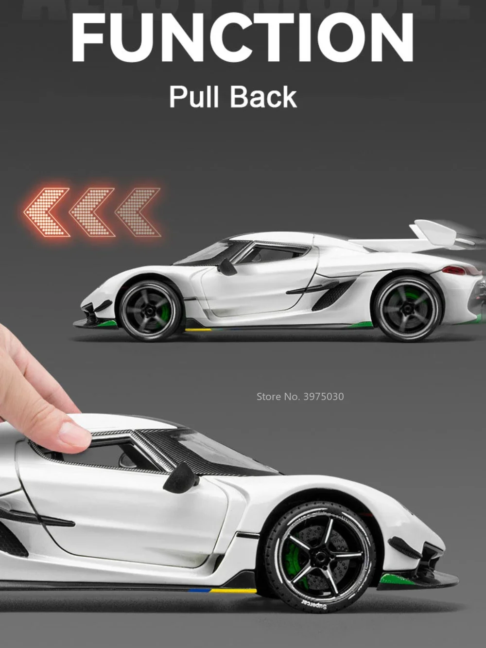 1/24 Sports Car Model Koenigsegg Alloy Diecast High Simulation Scale Toy Pull Back Doors Can Open Boys Birthday Gifts Decoration