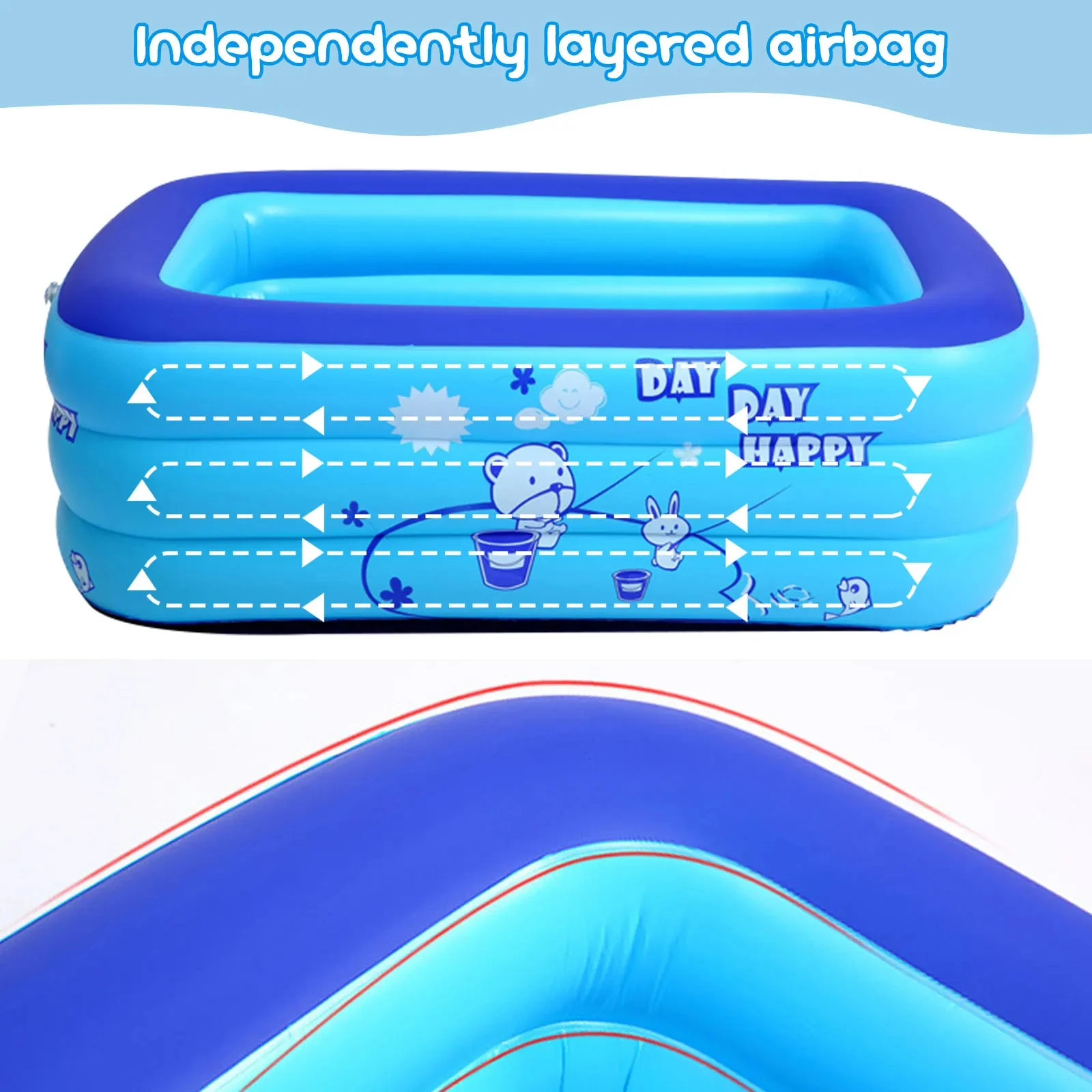 Swimming Pool  Inflatable Square Children Inflatable Pool Bathing Tub Baby Kid Home Outdoor Large Swimming Pool