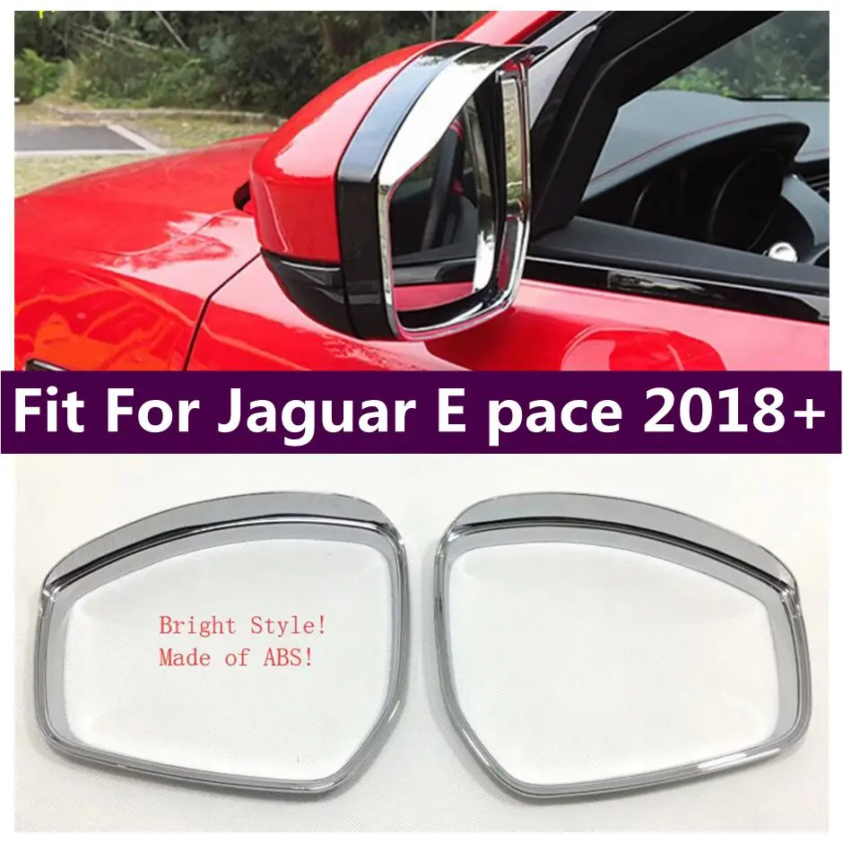 

Car Rearview Mirror Rain Shade Rainproof Blades Decoration Cover Trim Fit For Jaguar E pace 2018 - 2023 ABS Chrome Accessories