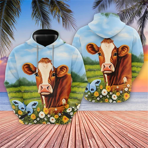 Harajuku moda vaca mujer Sudadera con capucha Casual animales vacas gráfico sudaderas divertidas sudaderas con capucha de toro para hombres ropa niño chándal Tops