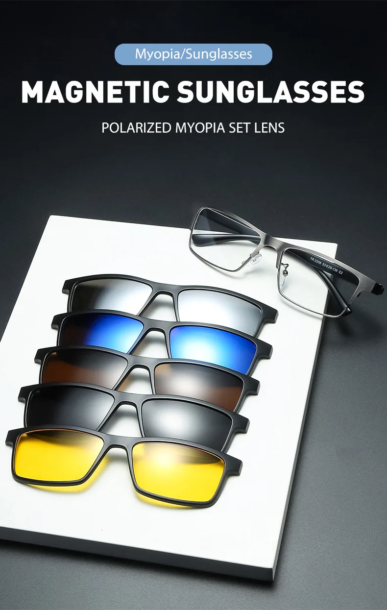 Vcka quadratische Myopie Brille Sonnenbrille 0,5 Magnet clip Männer Geschäfts frauen Legierung Vollformat benutzer definierte Optik Brillen-bis-10 – Detail 1
