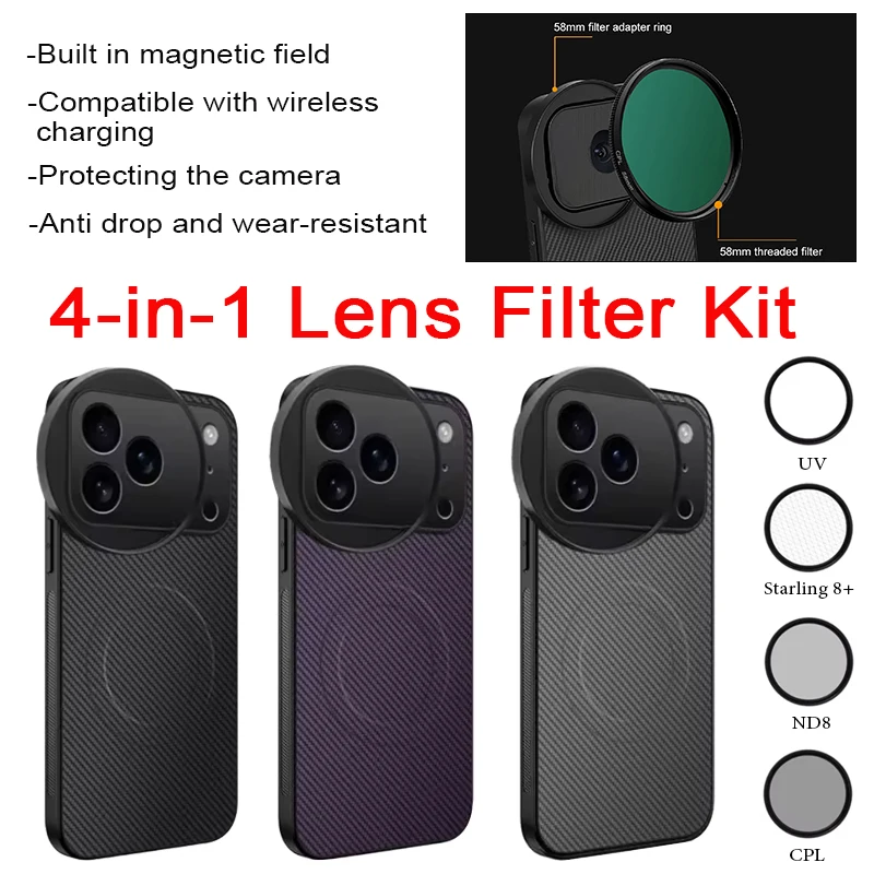 4 في 1 عدسة CPL ND UV ستار الهاتف المحمول 58 مللي متر طقم مرشح جراب هاتف مغناطيسي آيفون 17 برو/برو ماكس DSLR التصوير الفوتوغرافي #4