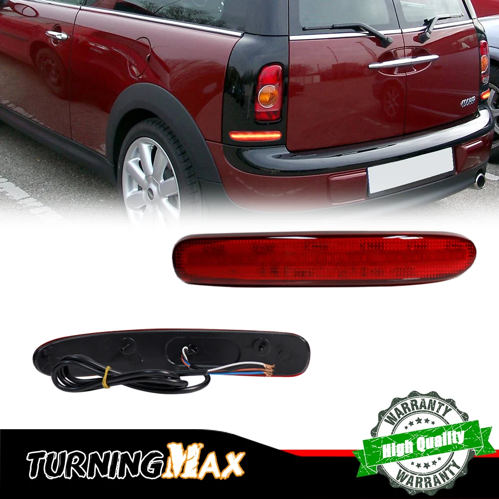 Red LED Rear Bumper Reflectors Lights For 2008-2014 Mini Cooper Clubman R55, Function as Tail/Brake, Turn Signal, Rear Fog Light