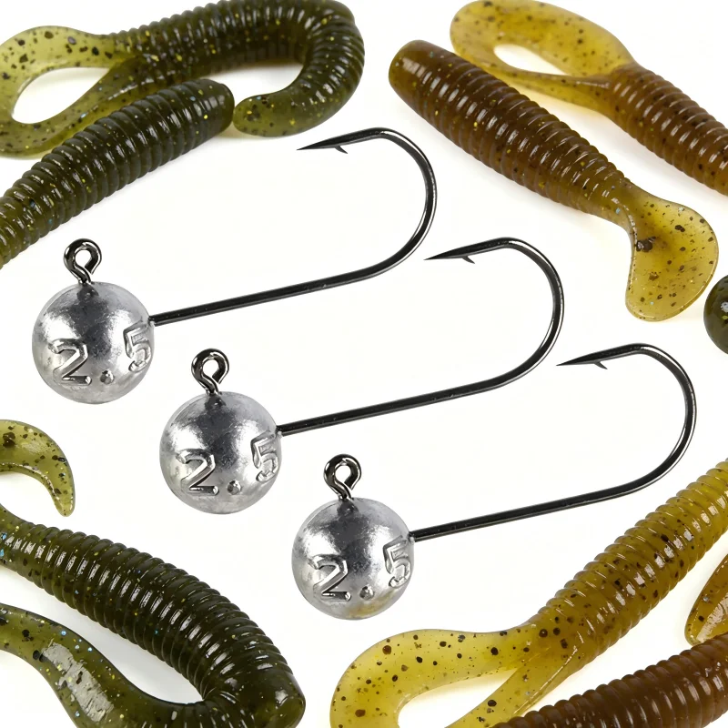 

30Pcs Lot Ball Jig Head Hooks Sharp Lead Jigheads for Soft Lure Bait Carp Fishing Freshwater Saltwater