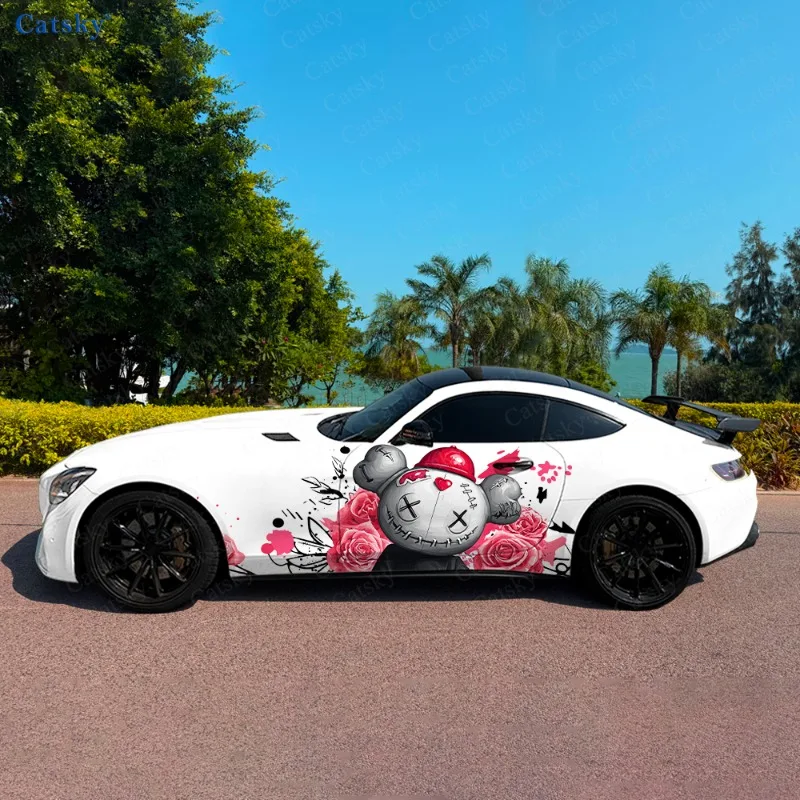 

Красочная кукла, цветок, автомобильные виниловые наклейки, самоклеящаяся наклейка из ПВХ, подходит для грузовиков, внедорожников, украшения, автоаксессуары, подарок