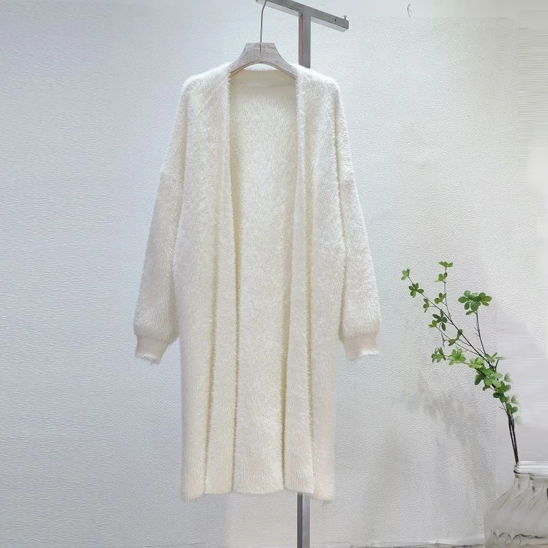 

Mid-Long Cardigans Long Womens Spring Preppy Raw Fashionthick Three-Dimensional Splice British-Style Versatile Lady Moricore Y2K