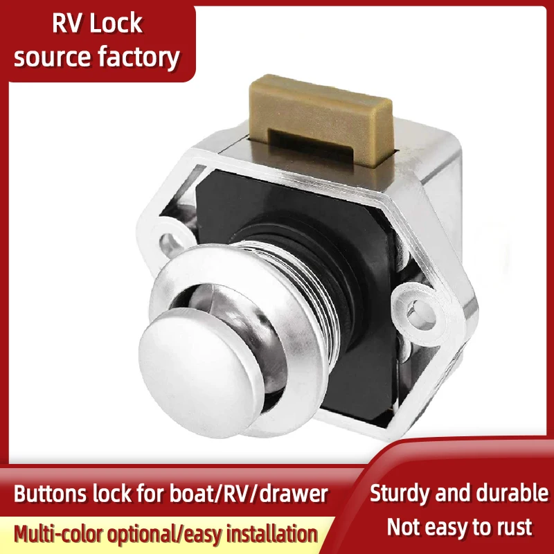 

Keyless Push Button Lock Multi Color Easy Installation Universal Latch For RV Caravan Motorhome Cabinet Drawer Door