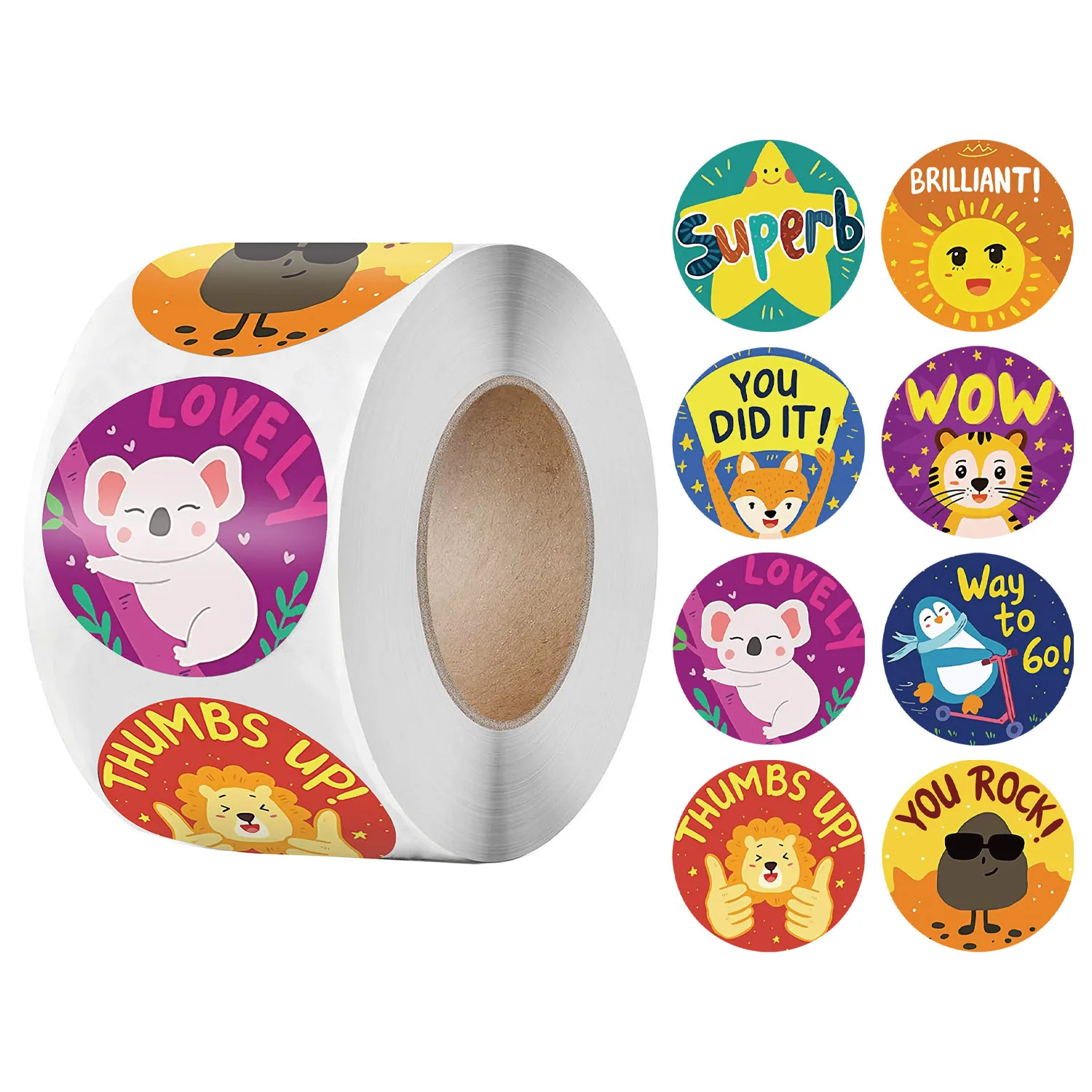 

Animals Reward Stickers for Kids 50-500pcs Encourage Seals Labels Scrapbooks Sticker for School Teacher Supplies Cute Stickers