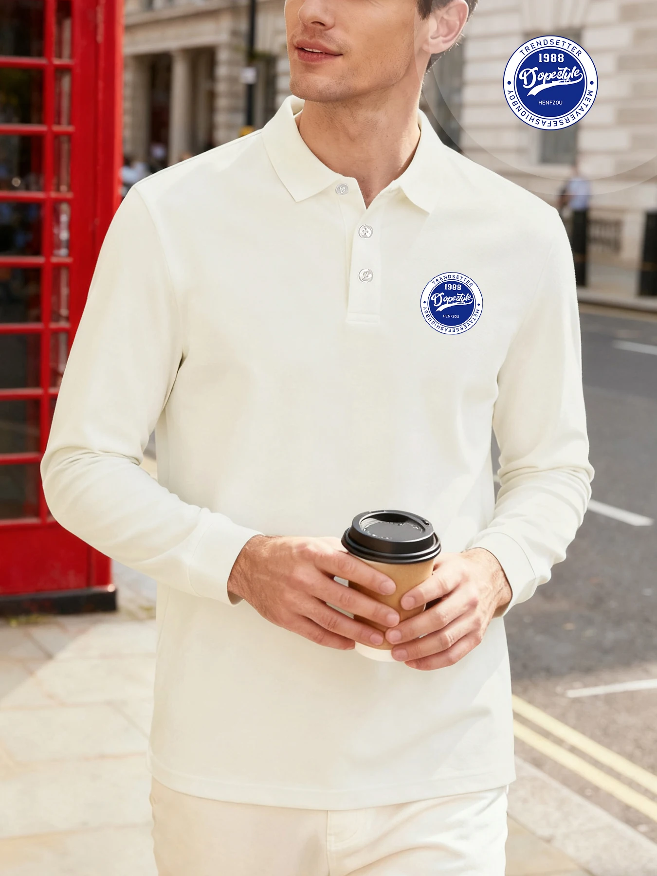 

Рубашка-поло с принтами Dopestyle 1988, мужская осенняя удобная новая спортивная мягкая модная повседневная одежда унисекс с длинными рукавами