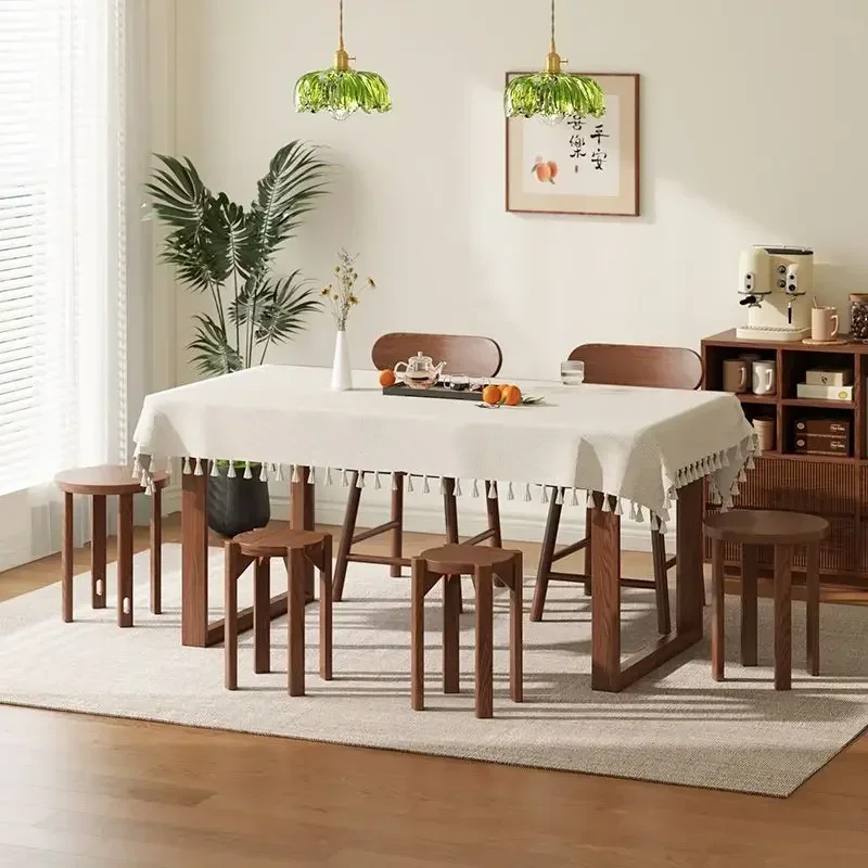 Living Room Wooden Stool Multifunctional Interior Combination Round Stool Dressing Design Stackable Mutfak Taburesi Furniture