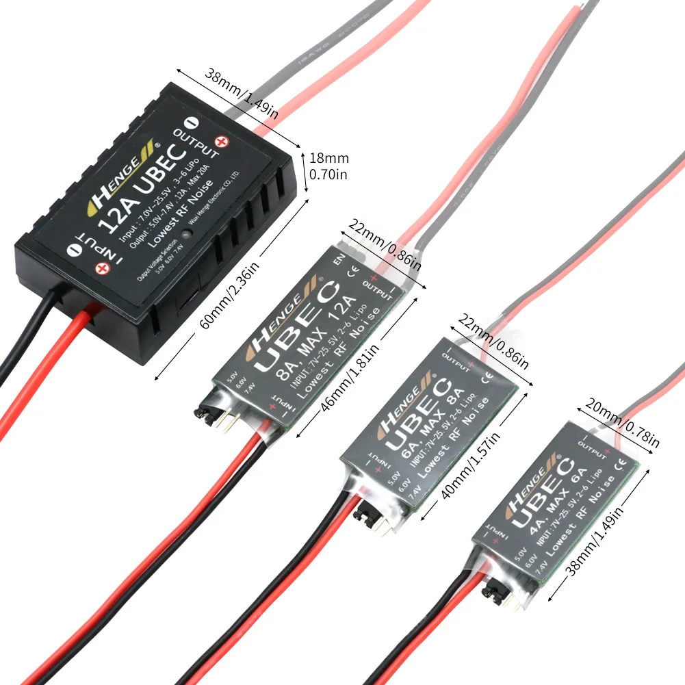 HENGE BEC 4A 6A 8A 12A UBEC 5V 6V 7.4V Mode de commutation BEC stabilisateur de tension pour avions RC accessoires de batterie de bateau