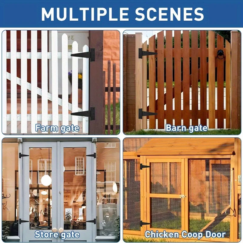4Pcs Heavy Duty T-Strap Door Hinges Rustproof Wrought Iron Rustproof Cabinet Hinges for Wardrobe Furniture Doors