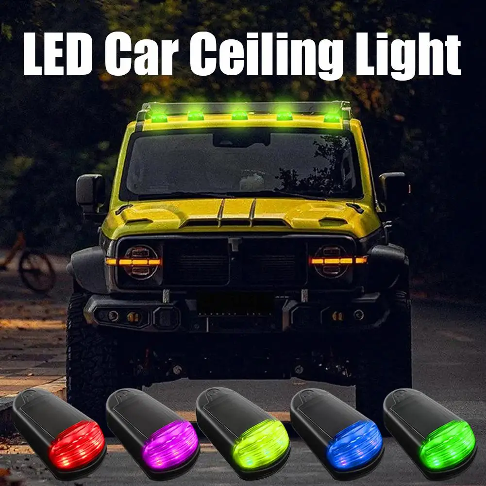 5/10pcs LED Solar Roof Mouse Light 7 Colors Car Roof Lights For Truck Car Modification Warning Light Solar Cab Lights Universal