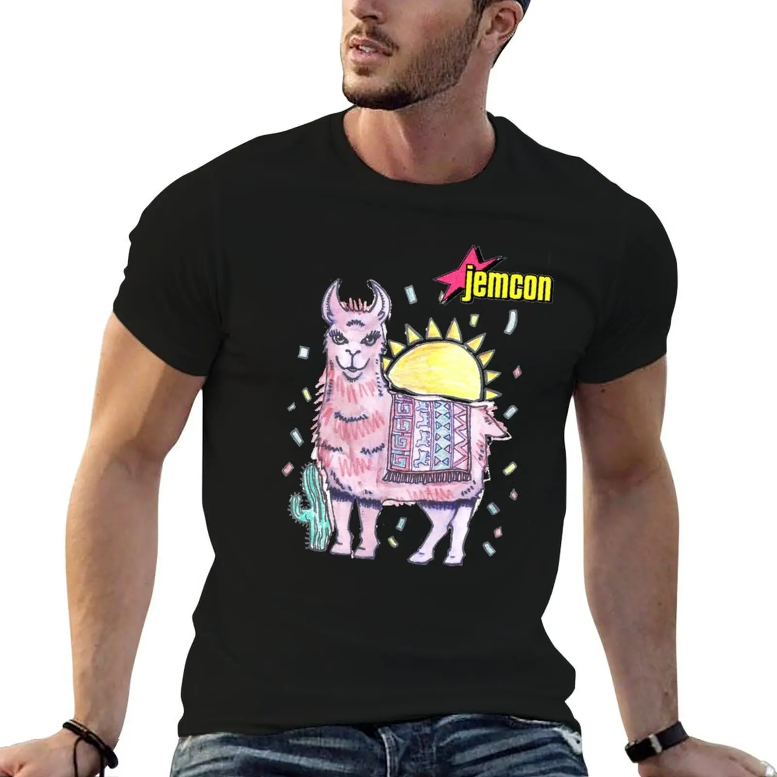 Camiseta Jem & The Holograms-Rama Llama (con logotipo de JemCon), camisetas para hombre, camiseta para hombre, camiseta 100% de algodón