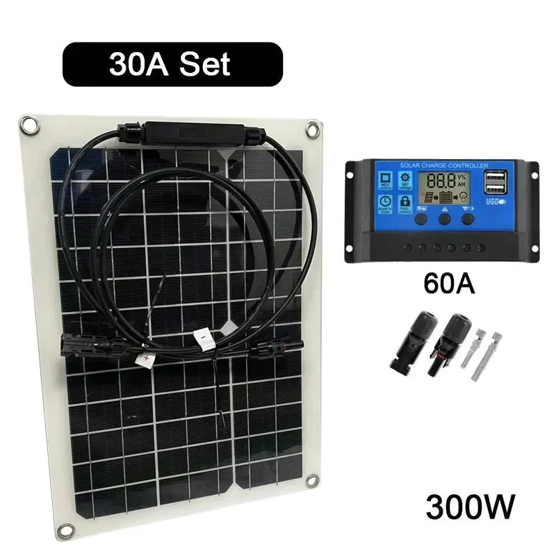 Imagem -06 - Painel Solar Controlador de Carregador Sistema de Alimentação Fotovoltaica Componentes Domésticos Usb 12 v 24v 30a 60a