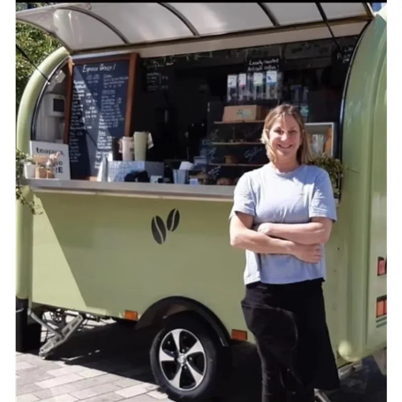 Retro‑Style Towable Fully‑Equipped Food Truck Trailer, Mobile Kitchen Concession Trailer For Coffee Outdoor Catering