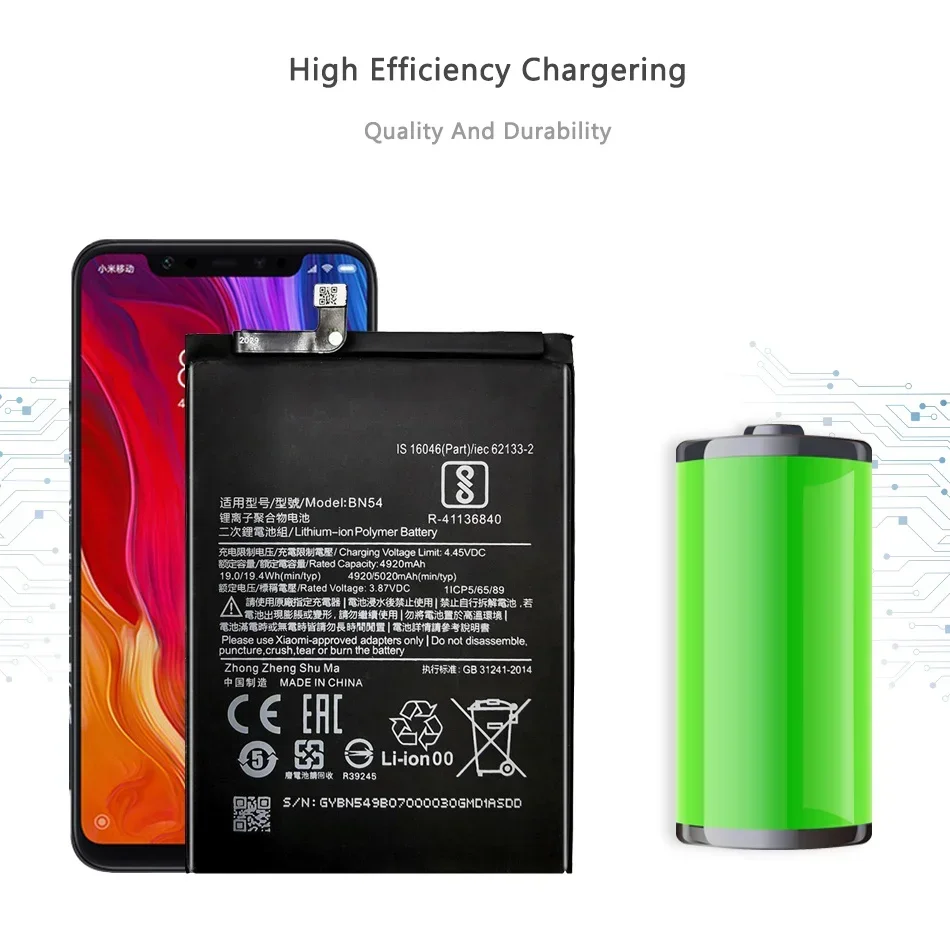 2023 New BN53 BN54 BN55 Battery For Xiaomi Redmi Note 9 Pro / Note 9 5G / 10X 4G / Note 9S Phone Note9S Note9 9Pro Batteries