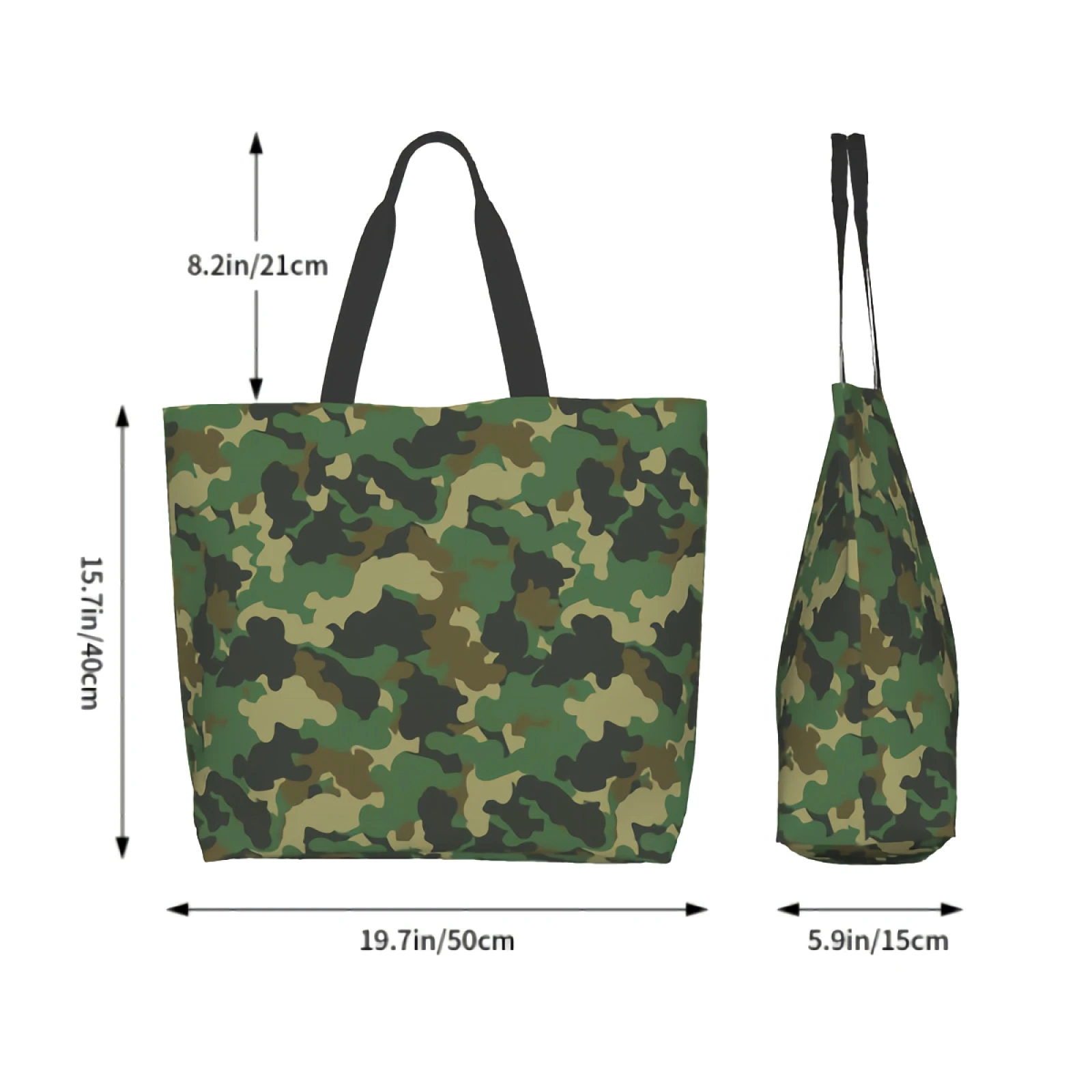 Green Abstract Camouflage Extra Large Grocery Bag Camo Forest Reusable Tote Bag Shopping Travel Storage ToteShoulder Bag