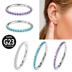 G23 Titanium Multi Color Zircon 6-12mm Nose Ring Septum Clicker Ear Helix Tragus Conch Piercing