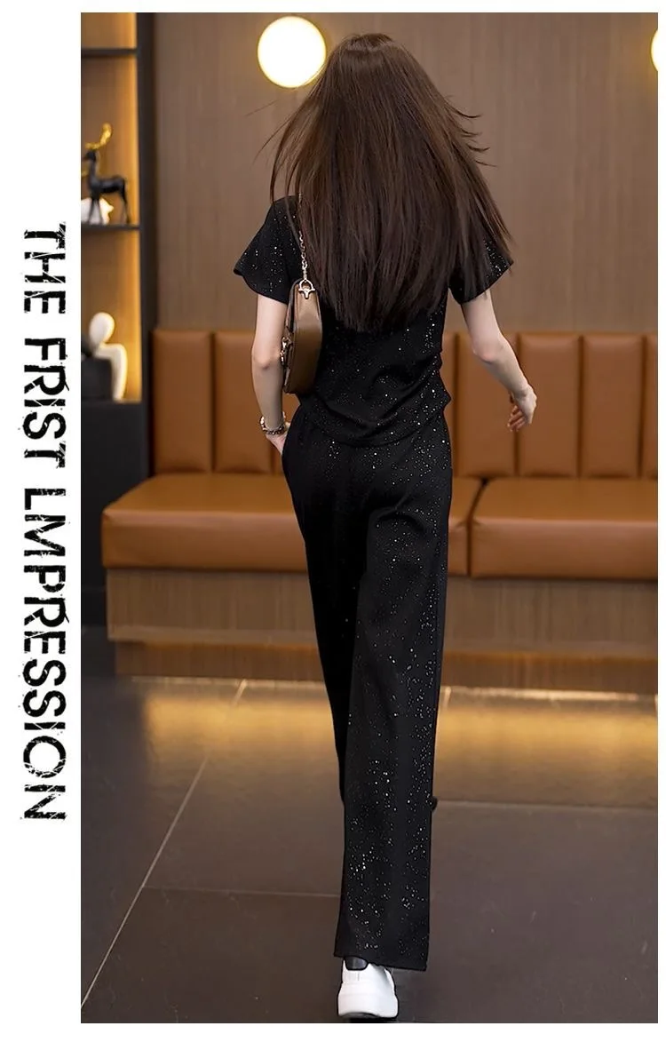 Women Summer Spring Tops Short Sleeveless Tees Shorts Pants Wide Leg Full Long Pant T Shirts Suit Loose Casual Suits Sets