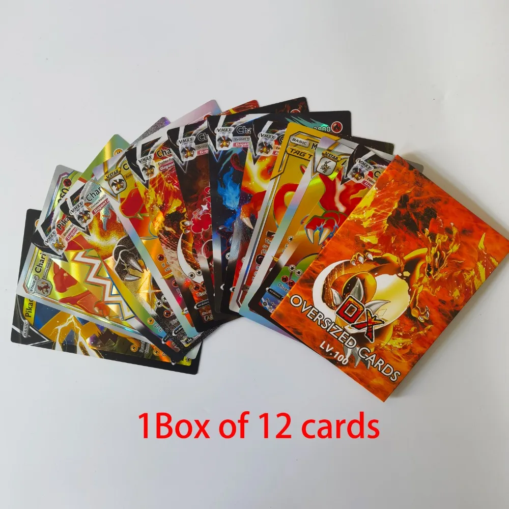 

Oversized Pokemon 12Pcs Jumbo Letters Cards Vmax Vstar GX Arceus Pikachu Charizard Super Shiny Rare CardEssential for collectors