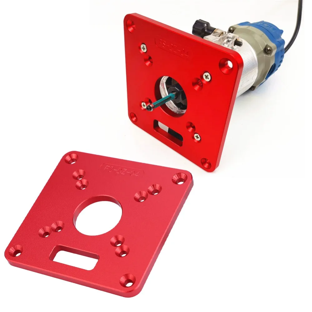 Aluminum Alloy Router Table Insert Plate Anodic Oxidation 120 x 120 x 8mm Engraving Machine Accessory Double Scale Red
