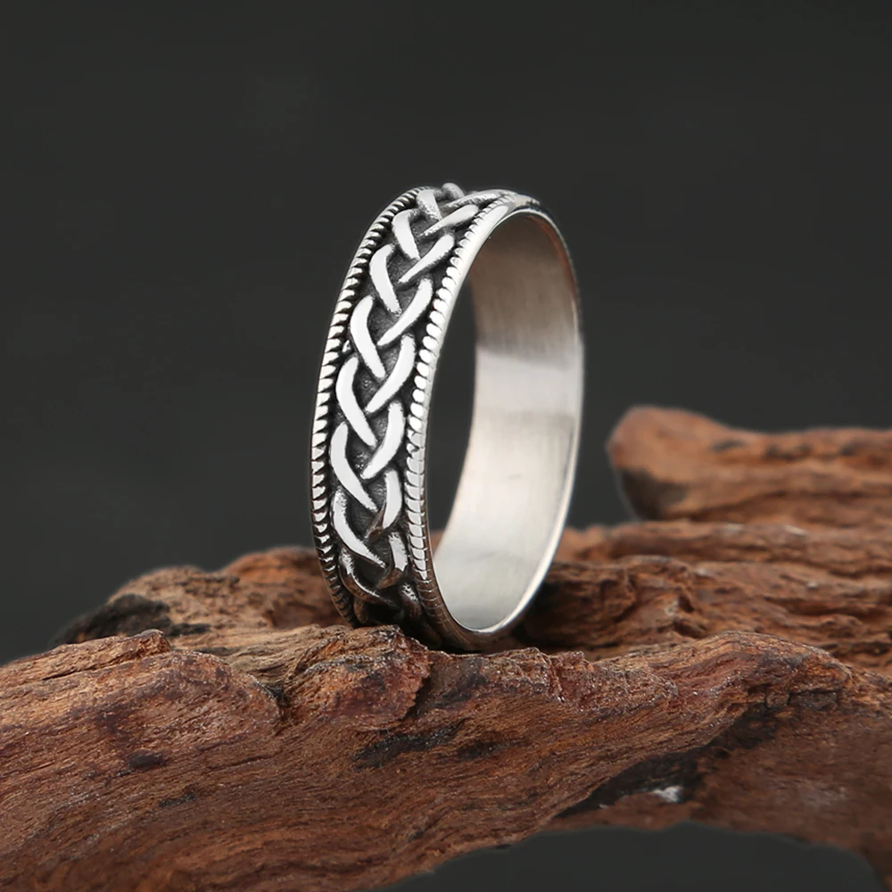 حلقات عقدة سيلتيك فايكنغ 316L من الفولاذ المقاوم للصدأ للرجال والنساء ، أزياء فاسق ، خاتم تميمة الشمال ، مجوهرات بسيطة ، انخفاض الشحن ، خمر #1
